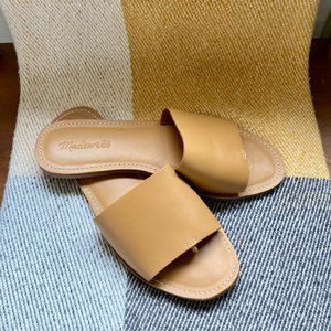 MADEWELL Boardwalk Post Slide Sandal in Leather / Size 8 M / Desert Camel